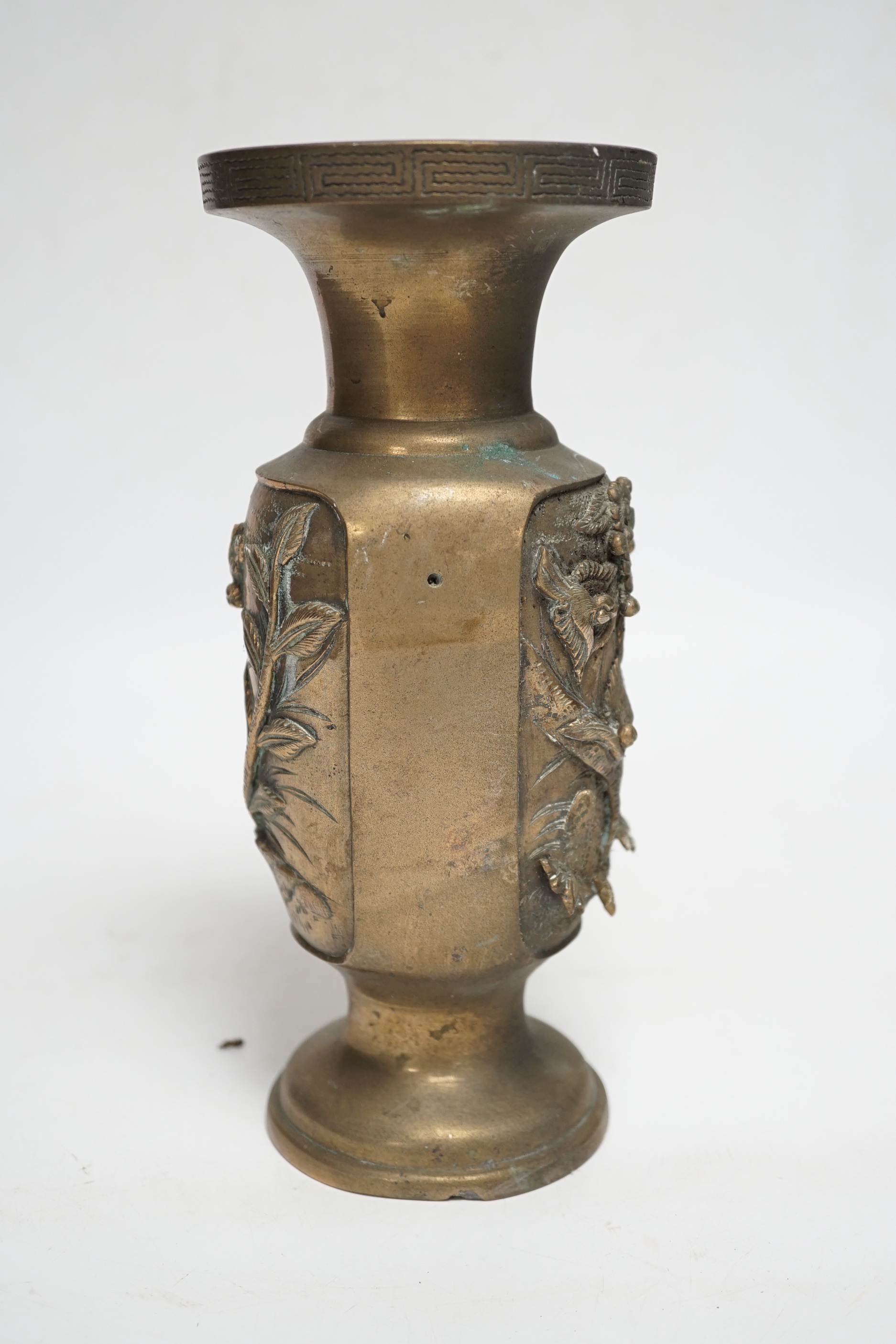 A Japanese cast bronze vase, 23.5cm